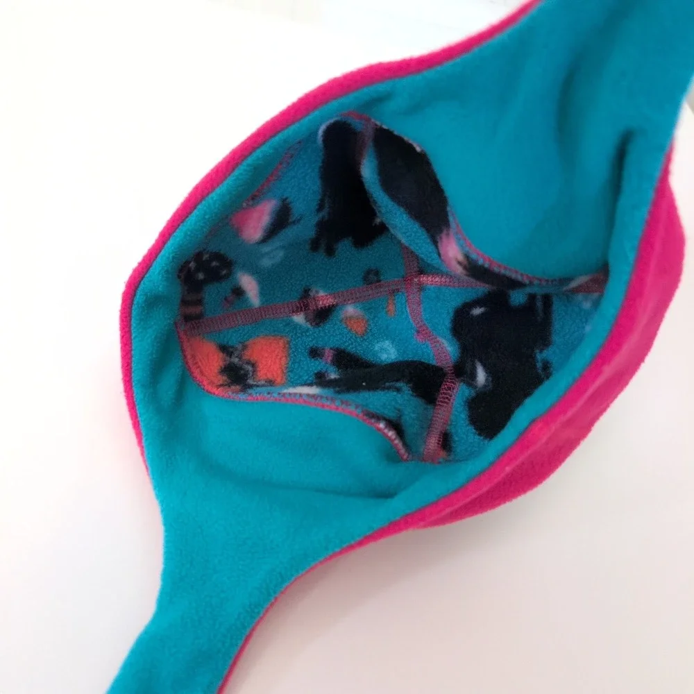 Patagonia‎ Baby Synchilla Fleece Earflap Hat Penguin Print Pink Blue Toddler